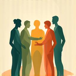 Illustration of intertwined hands or a group of diverse people in harmony, symbolizing social connection.